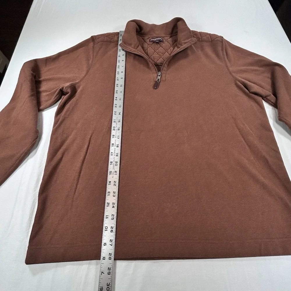 Johnson & Murphy Quarter Zip Mens Sz XL Brown Sweater Pullover Casual Diamond